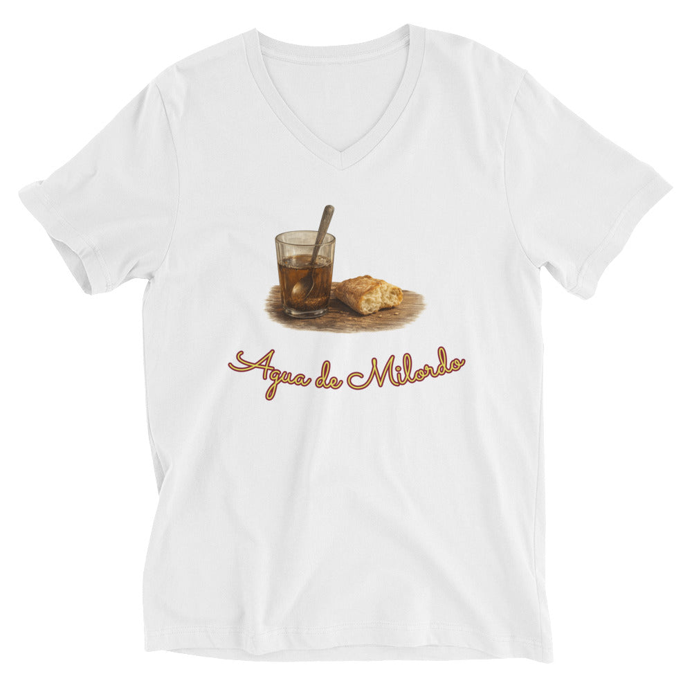 Camiseta cubana unisex cuello V manga corta Agua de Milordo cultura cubana El Guasabeo